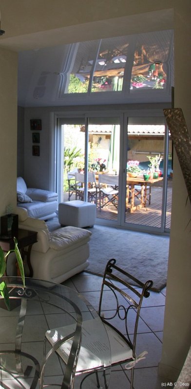 Coulissant aluminium à galandage, refoulement de 2 vantaux à gauche et à droite : FANTASTIQUE !!!